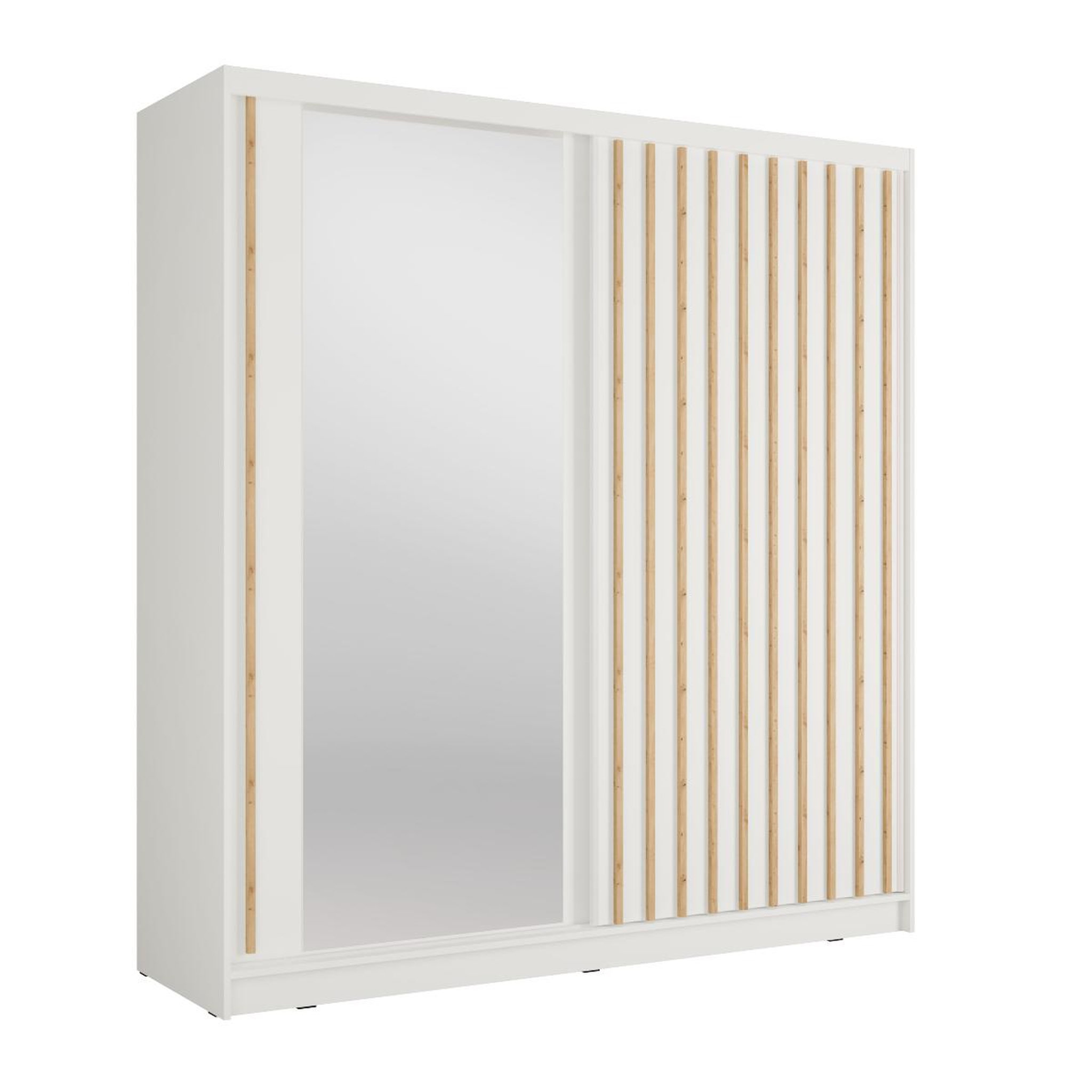 JLC KREATION Armoire dressing coulissant blanc et bois 205cm celia
