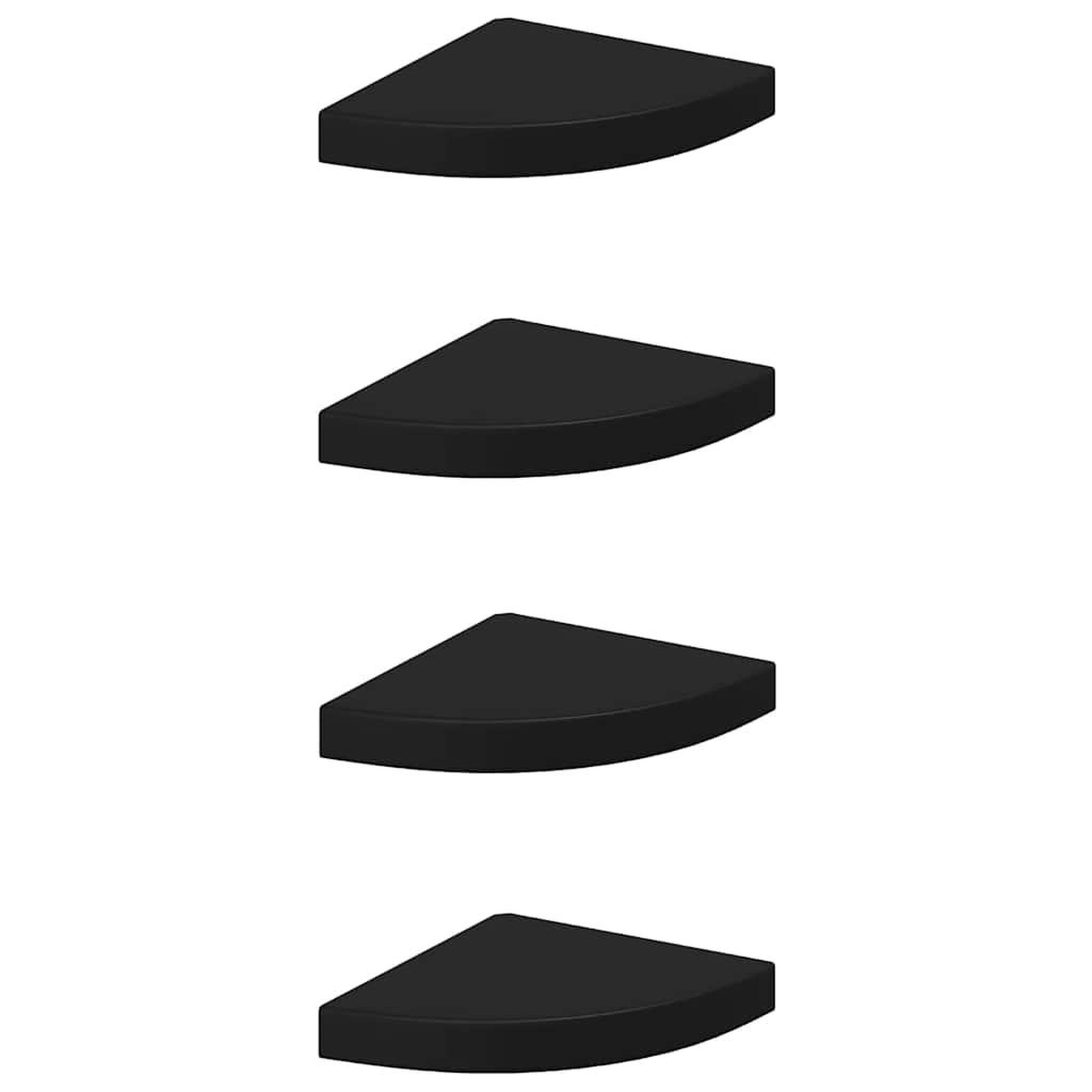 Voir la diapositive 2 : VIDAXL Etageres d'angle flottantes 4 pcs noir 25x25x3,8 cm mdf
