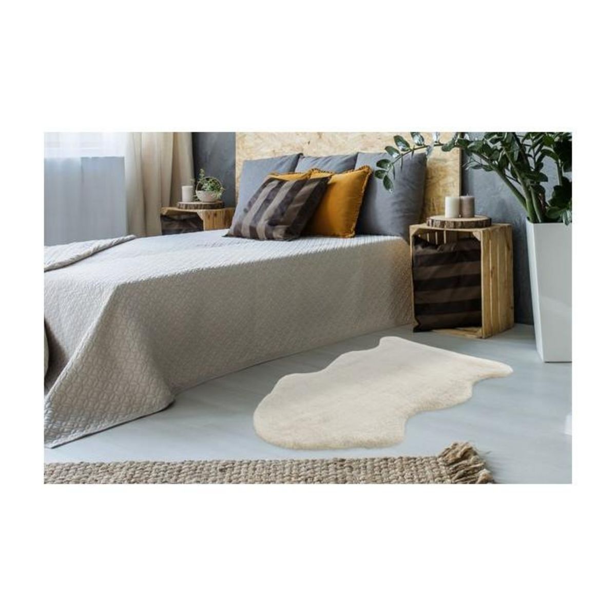 Paris Prix Tapis Imitation Fourrure  Kunda  60x90cm Ivoire