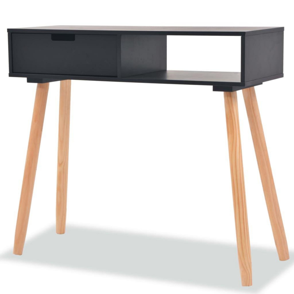 VIDAXL Table console Bois de pin massif 80 x 30 x 72 cm Noir