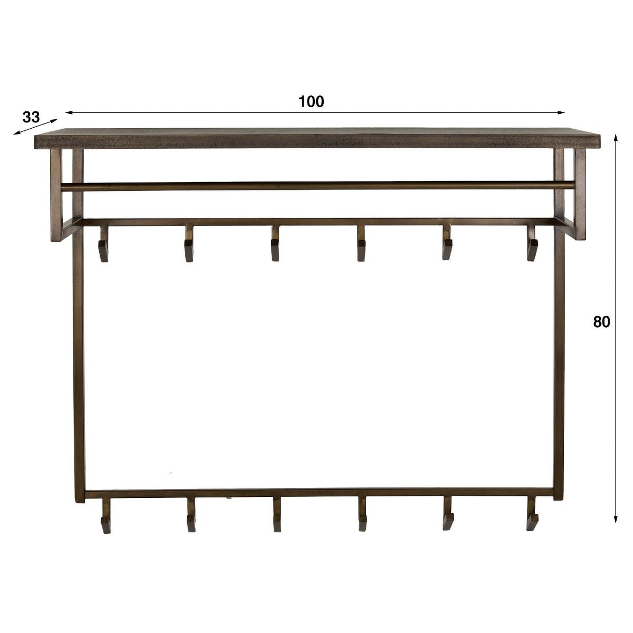 Voir la diapositive 5 : JLC KREATION Portemanteau industriel en métal bronzo haut 12 crochets étagère