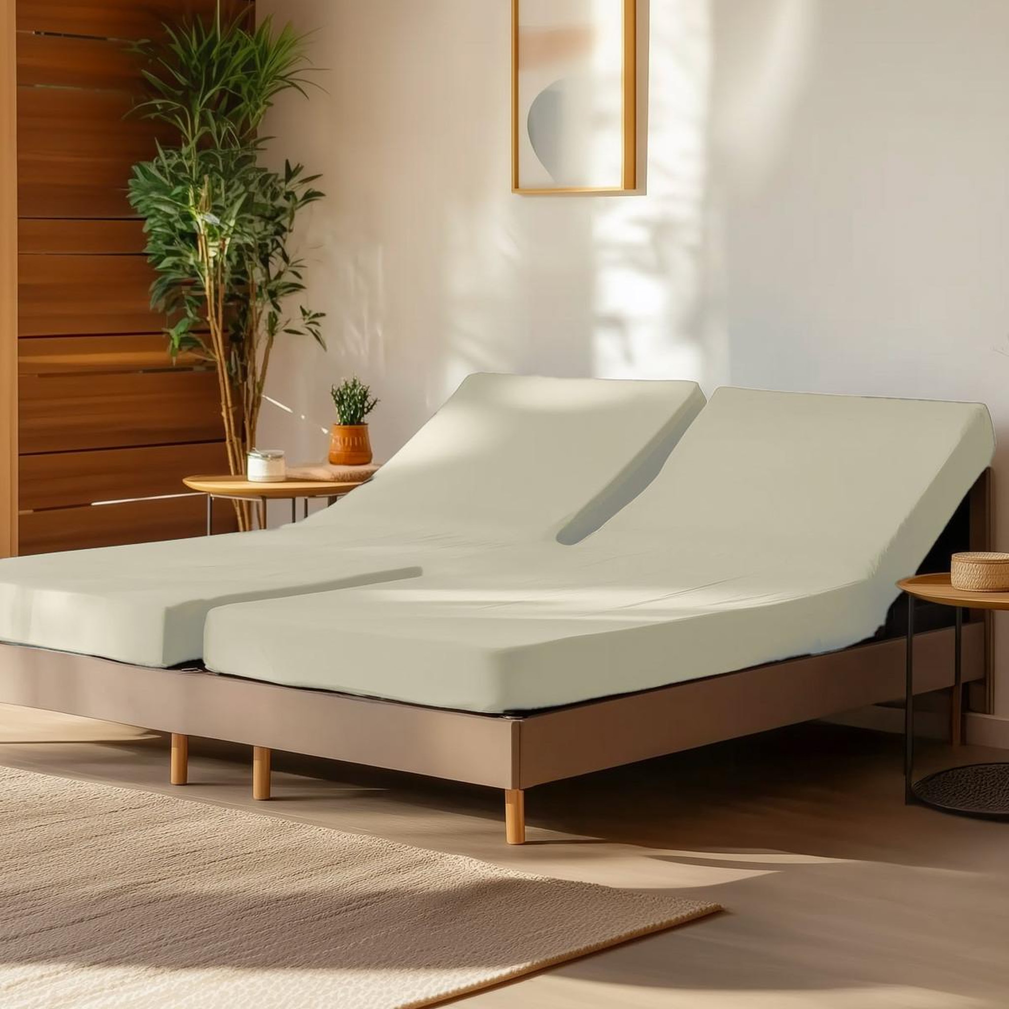 Voir la diapositive 1 : Sensei Maison Drap housse en percale de coton pour lit articulé SOFT PERCALE
