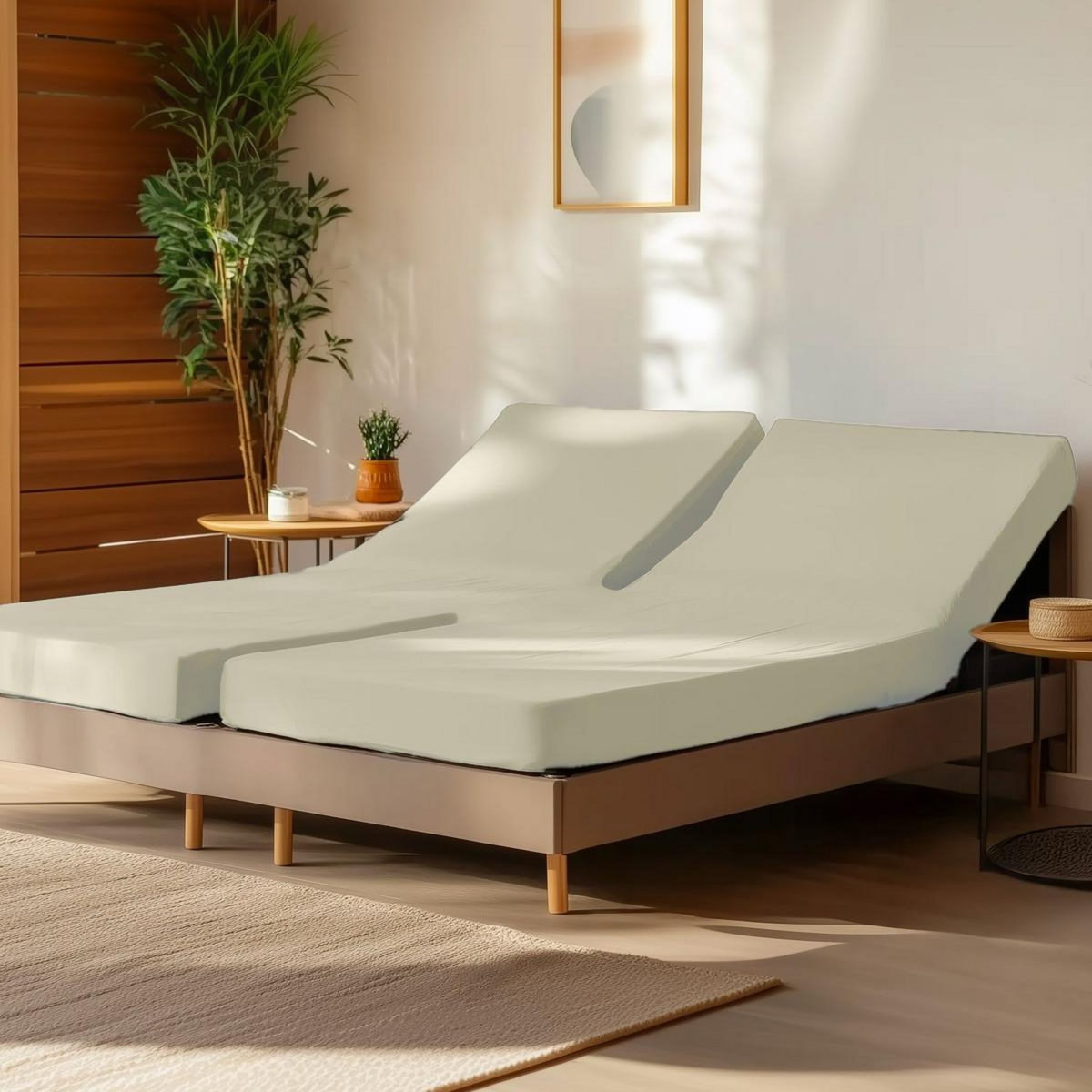 Sensei Maison Drap housse en percale de coton pour lit articulé SOFT PERCALE