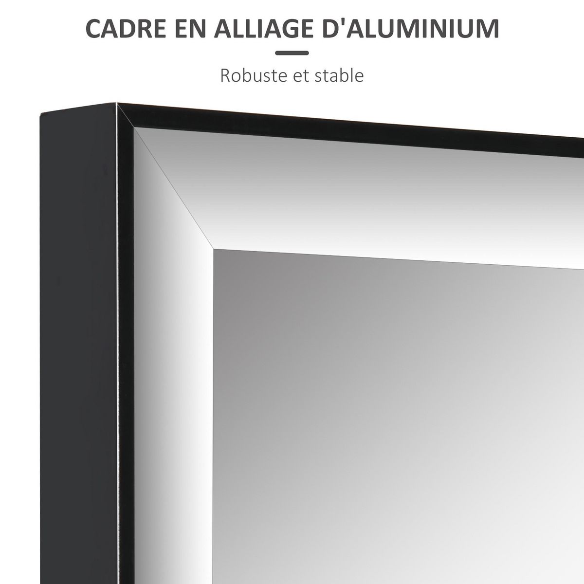HOMCOM Miroir mural dim. 120L x 35l cm - film sécurité anti déflagrant, système attache inclus - cadre alliage alu. noir