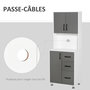 Voir la diapositive 6 : HOMCOM HOMCOM Armoire de cuisine multi-rangements 2 + 1 porte 3 tiroirs + grand plateau dim. 60L x 40l x 150H cm bicolore gris blanc