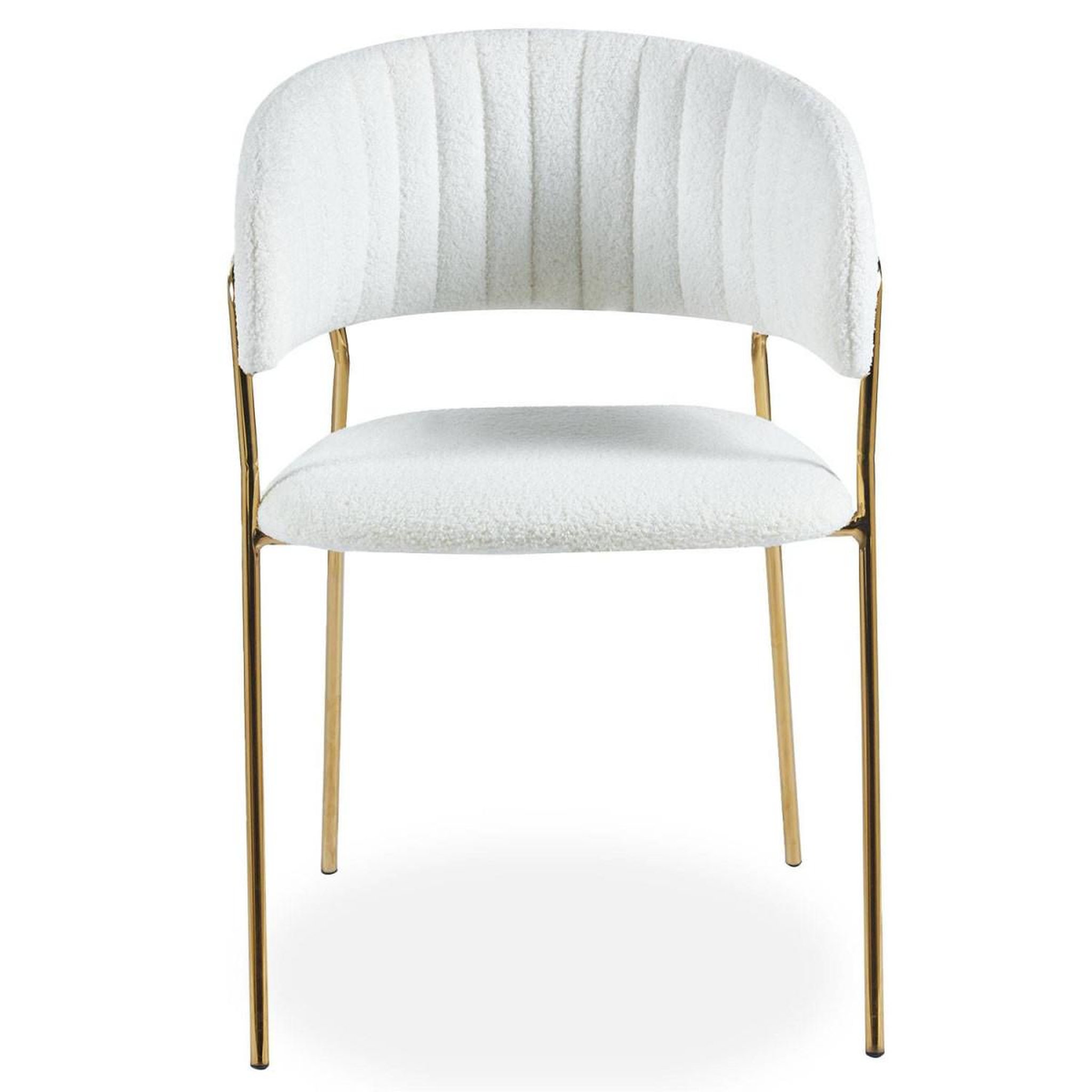 Voir la diapositive 4 : Paris Prix Lot de 4 chaises en bouclette  batora  79cm crème & or