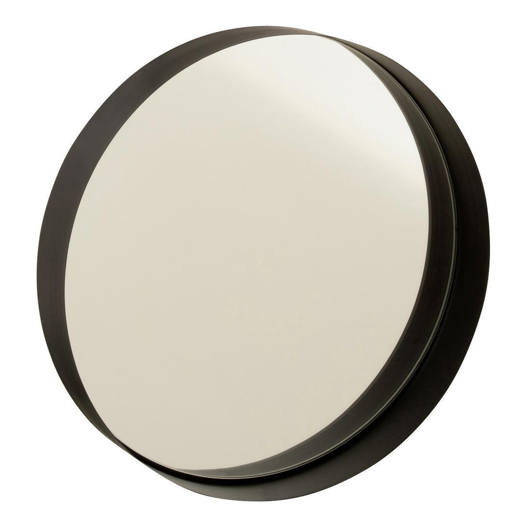 Voir la diapositive 1 : J-LINE Miroir mural rond déco  bord métal  30cm noir