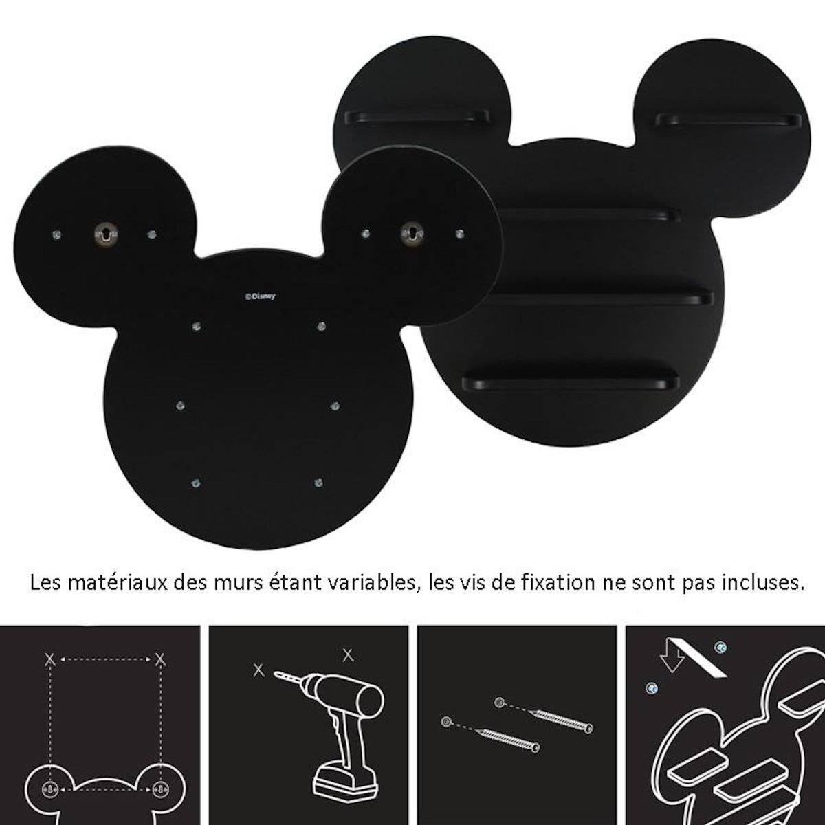 DISNEY Etagère Murale Mickey Noir