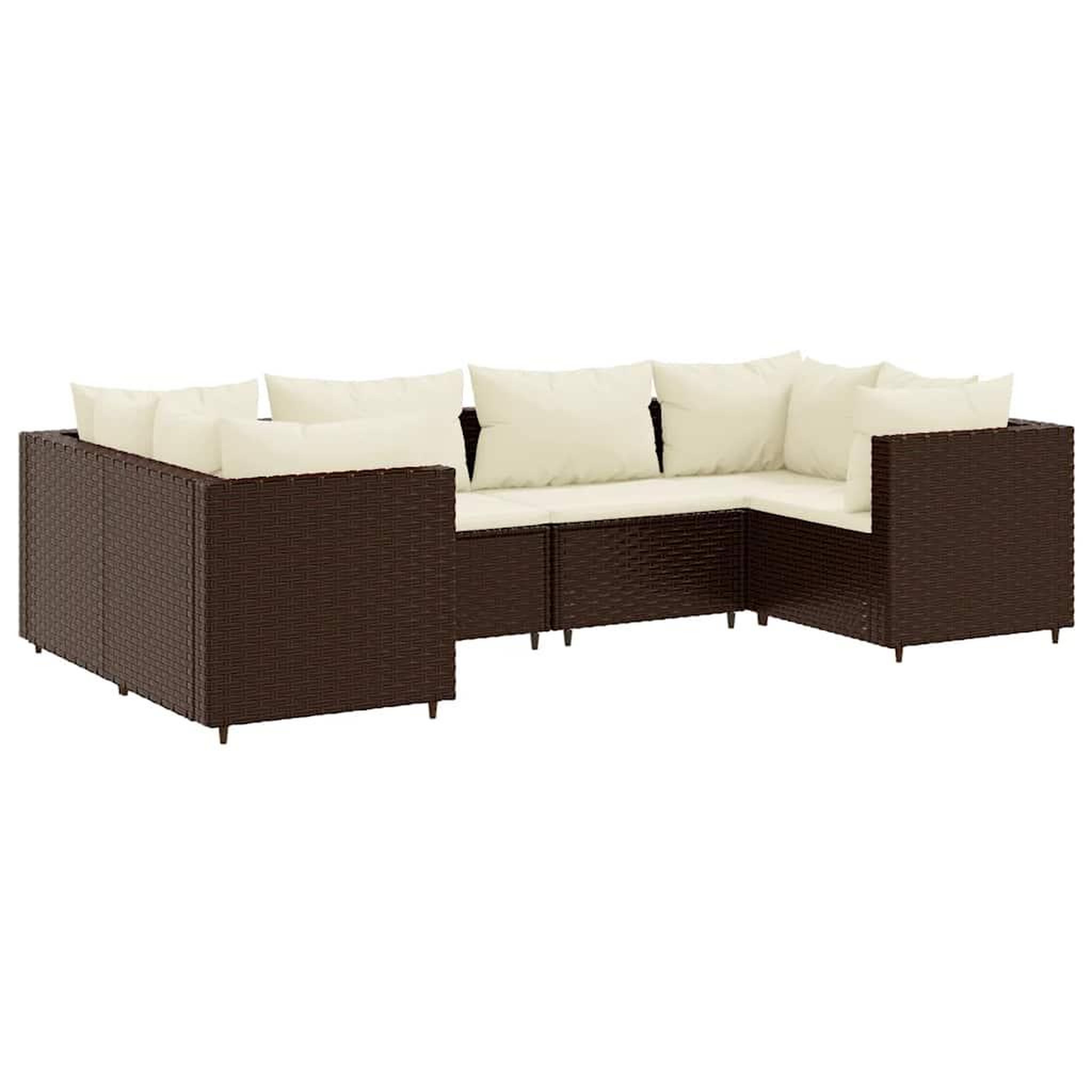 Voir la diapositive 2 : VIDAXL Salon de jardin 6 pcs avec coussins Marron Resine tressee