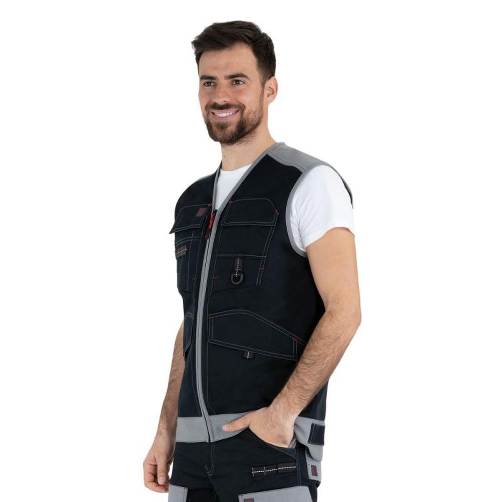 Voir la diapositive 3 : LAFONT Gilet de travail TROWEL sans manches 9ATTUP noir gris T1 LAFONT LA 9ATTUP 985 1