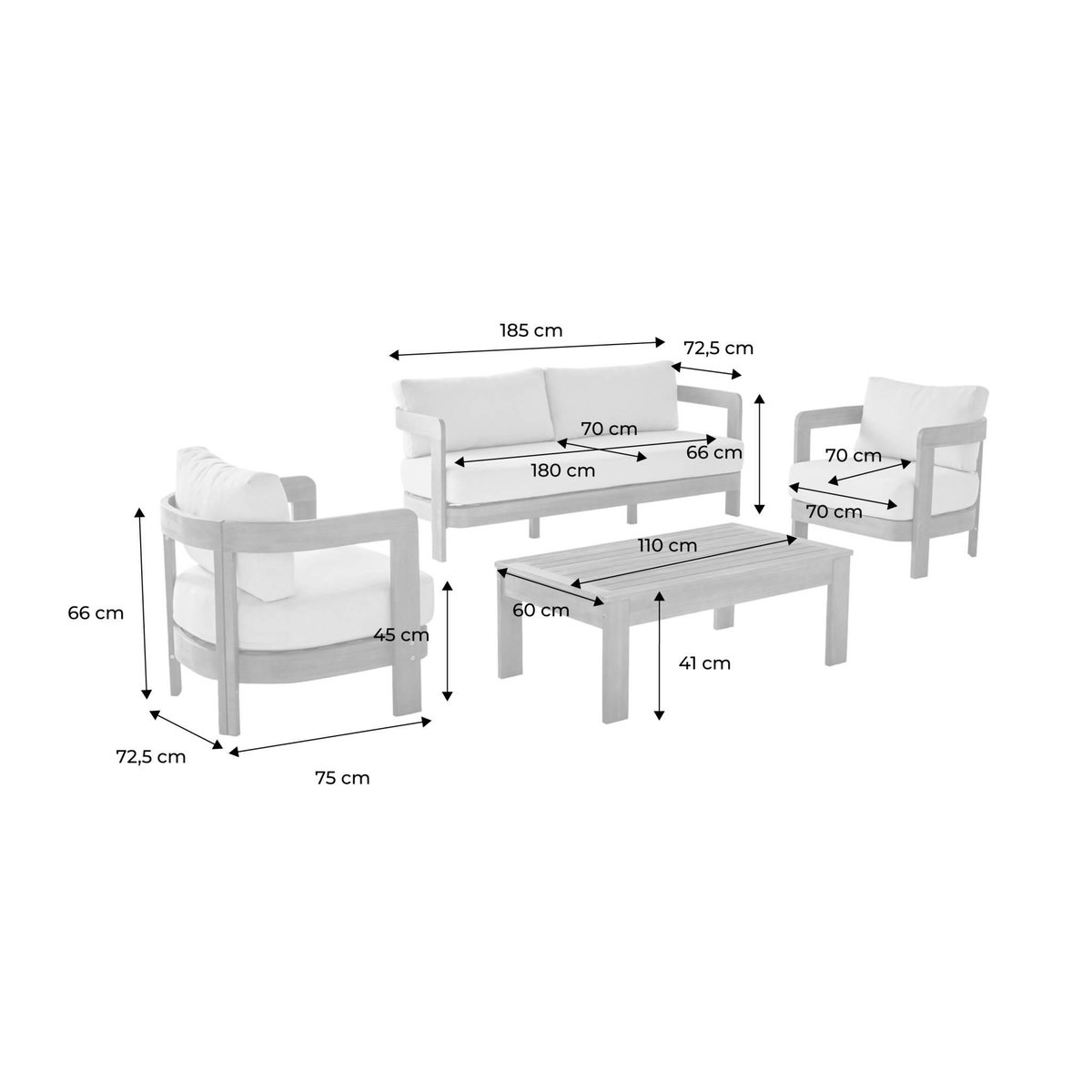 SWEEEK Salon de jardin bois d'acacia 4 places naturel - Miyana