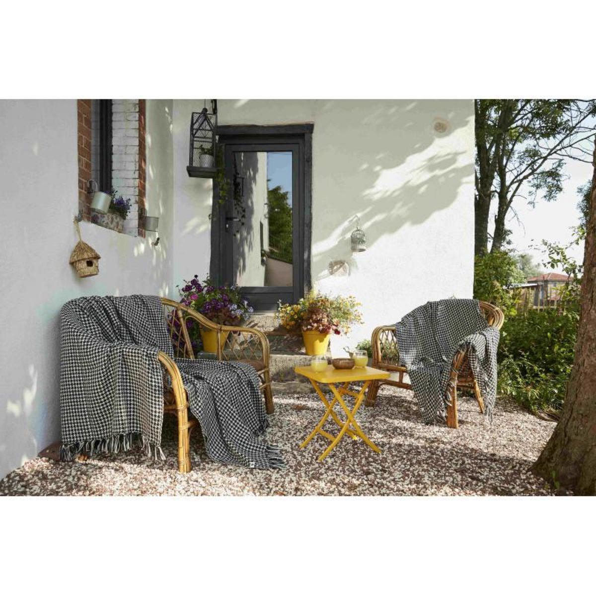 L EFFET PAPILLON Couvre lit à franges tissé teint  Gaspard  240 x 260 cm -  - 240 x 260 cm