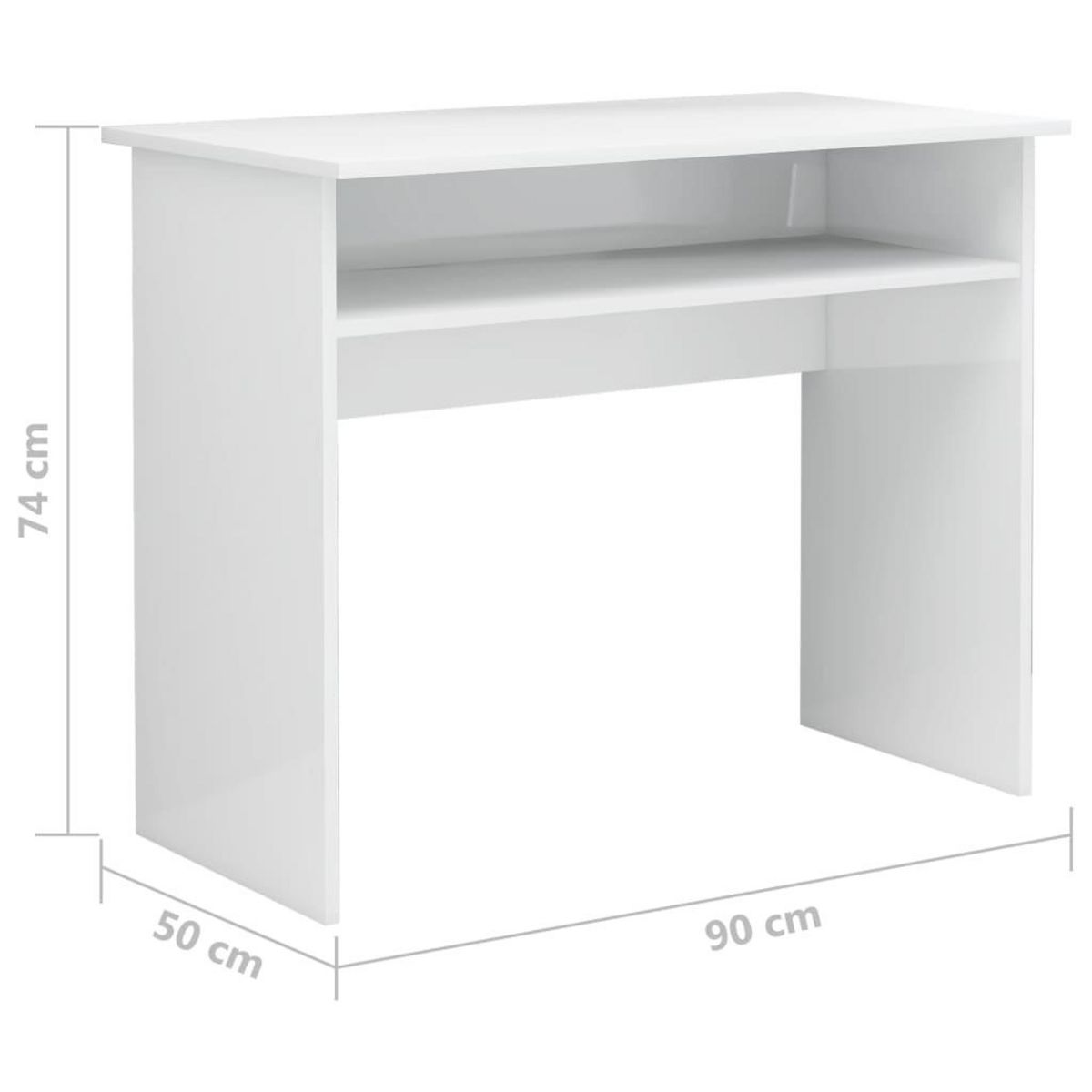 VIDAXL Bureau Blanc brillant 90x50x74 cm Bois d'ingenierie