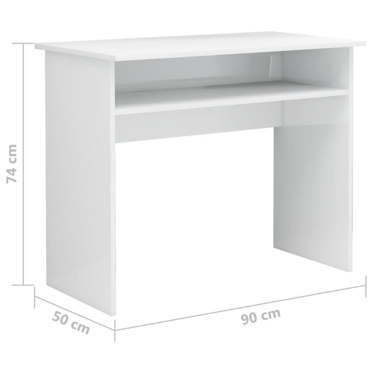 VIDAXL Bureau Blanc brillant 90x50x74 cm Bois d'ingenierie