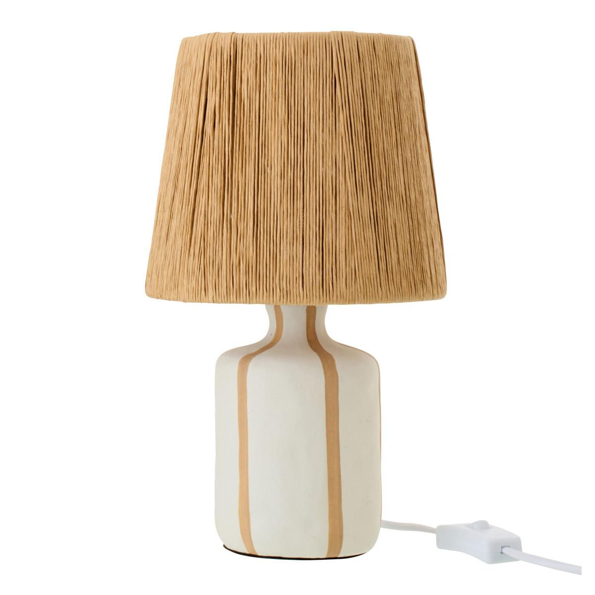 J-LINE Lampe à poser à rayures  irvin  34cm naturel & blanc
