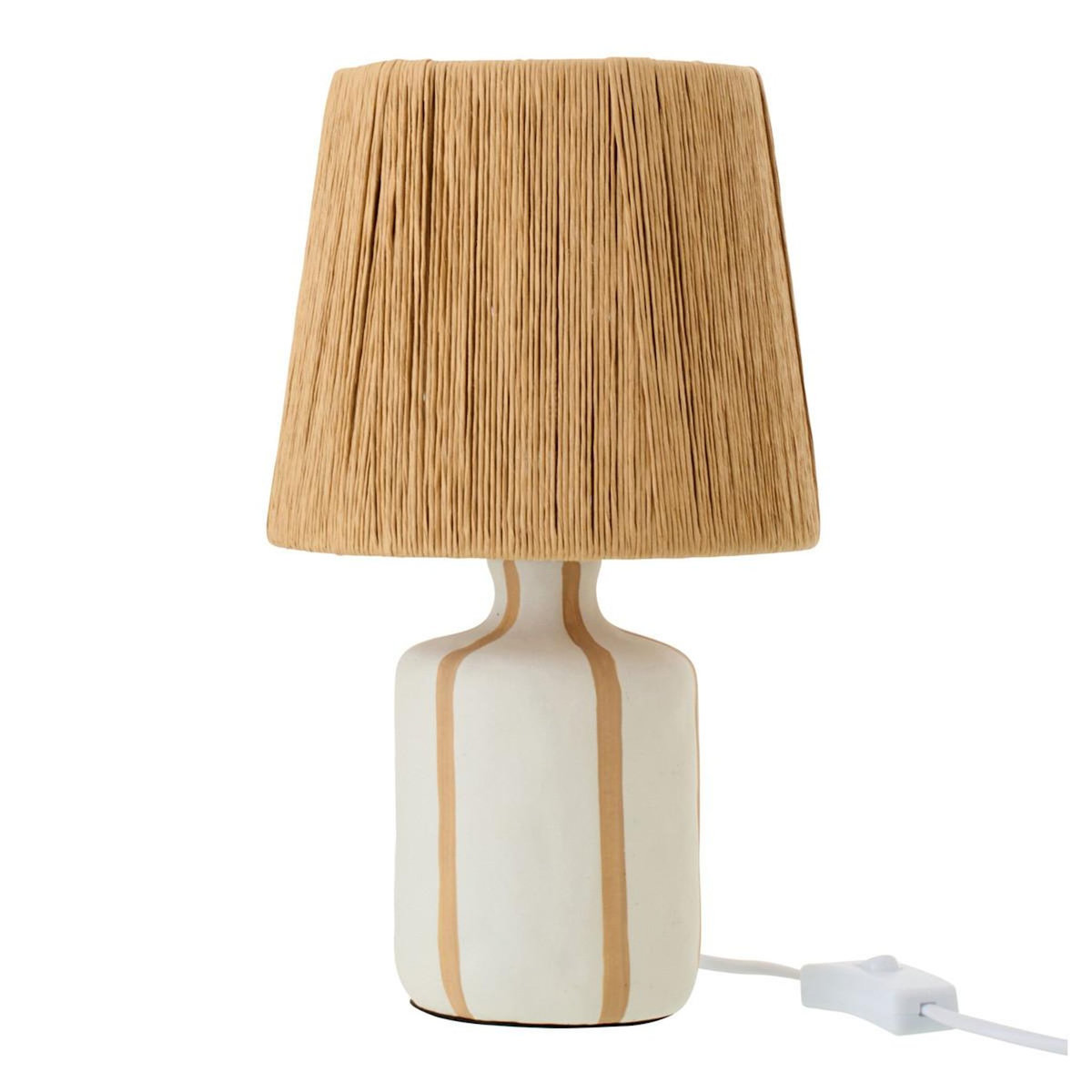 Paris Prix Lampe à Poser à Rayures  Irvin  34cm Naturel & Blanc