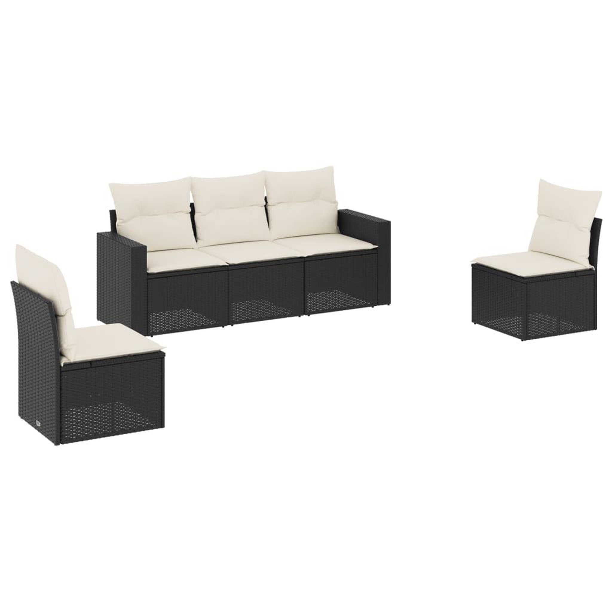 Voir la diapositive 2 : VIDAXL Salon de jardin 5 pcs avec coussins noir resine tressee