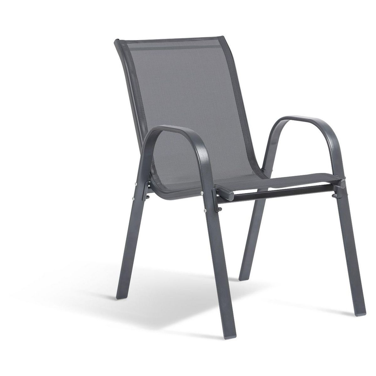 Inkazen Lot de 4 chaises de jardin empilables - Acier/Polyester - Anthracite