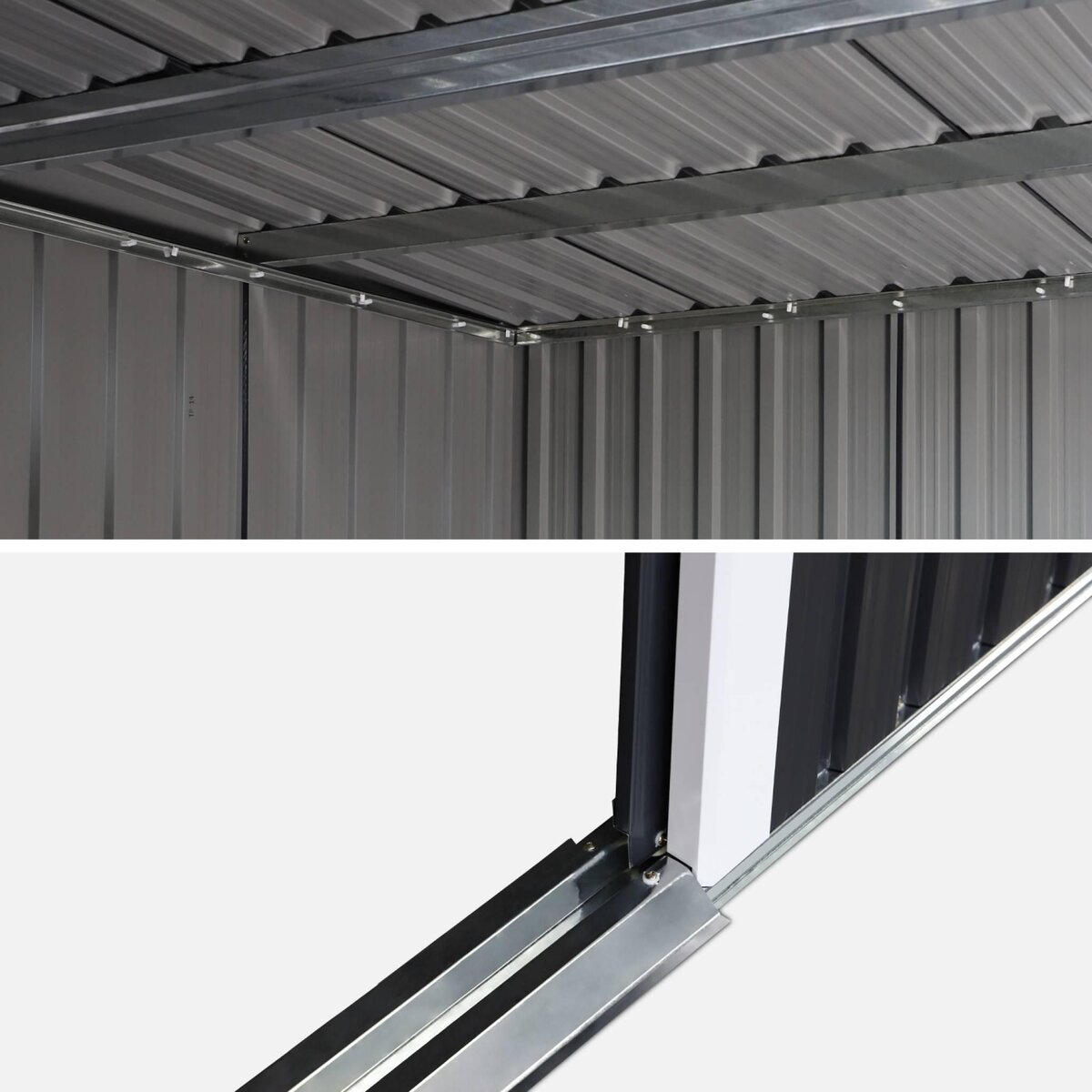 SWEEEK Abri de jardin en métal couleur anthracite 4.85m² avec puits de lumière - AUDOMAROIS-