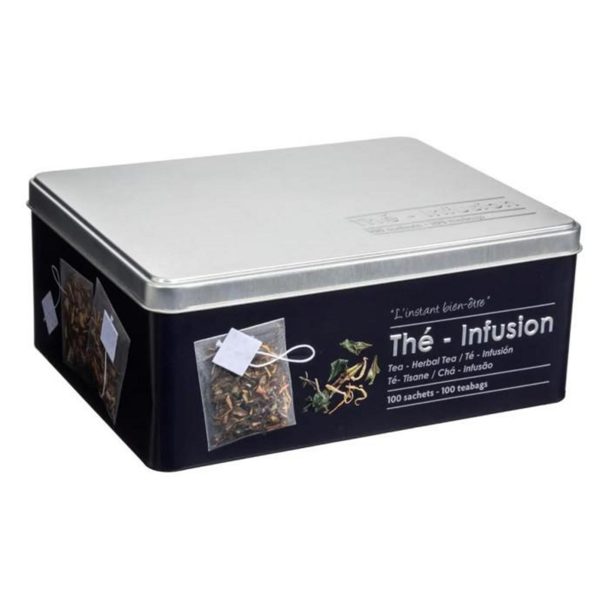 FIVE Boîte à Thé & Infusion en Sachet  Relief II  21cm Noir