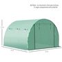 Voir la diapositive 3 : OUTSUNNY Bâche de rechange serre tunnel 9 m², bâche dim. 3L x 3l x 2H m PE anti-UV imperméable 6 fenêtres + porte enroulable zippée vert