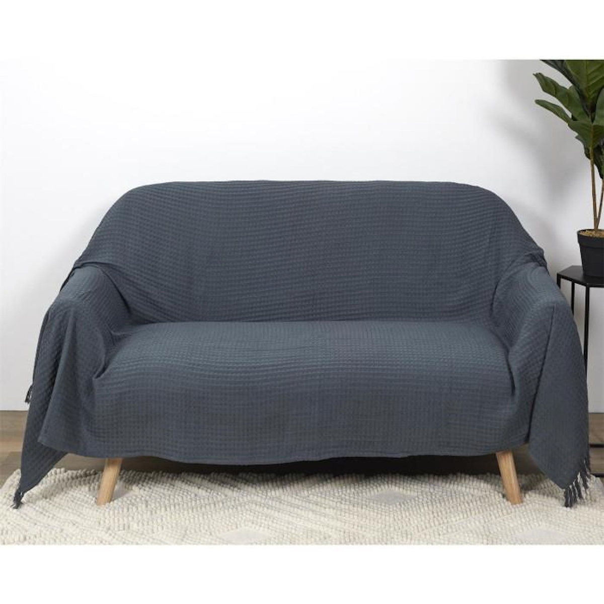 Paris Prix Jeté de Canapé  Gaufré  170x250cm Gris Anthracite