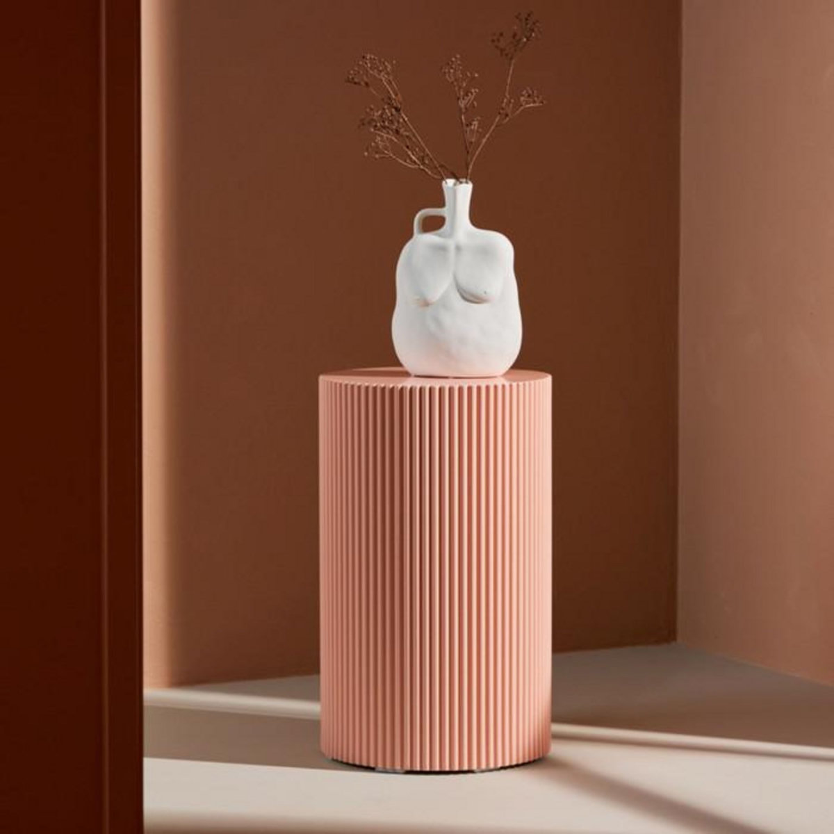 Paris Prix Table d'Appoint Nervurée  Lenox  50cm Pêche