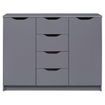 Commode meuble de rangement 2 portes 4 tiroirs  FALONE. Coloris disponibles : Gris