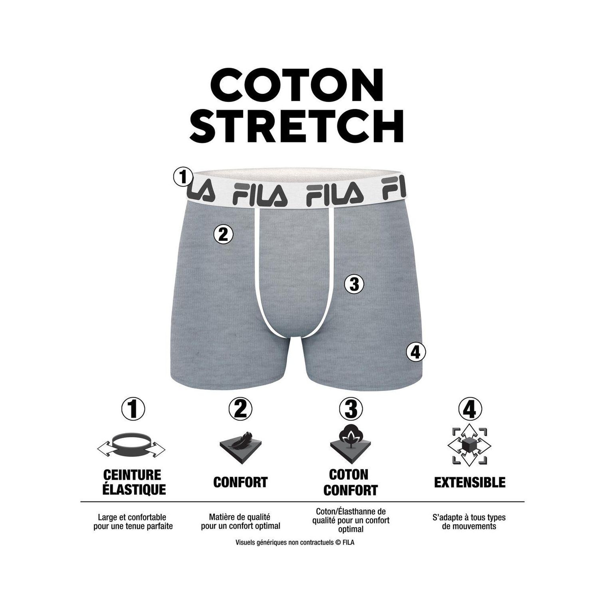 Voir la diapositive 2 : FILA Lot de 6 boxers homme Fila FU5256 Noir