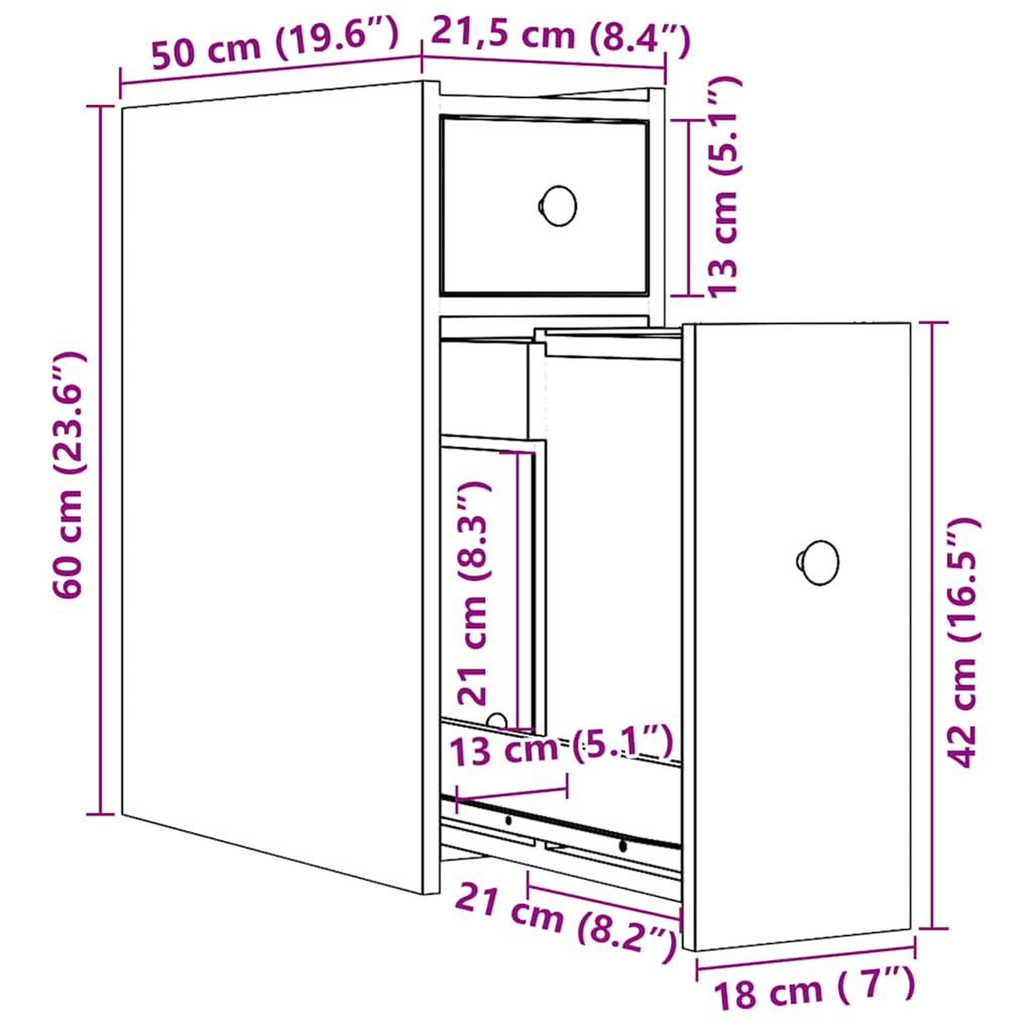 Voir la diapositive 6 : VIDAXL Armoire de salle de bain etroite avec roulettes gris beton