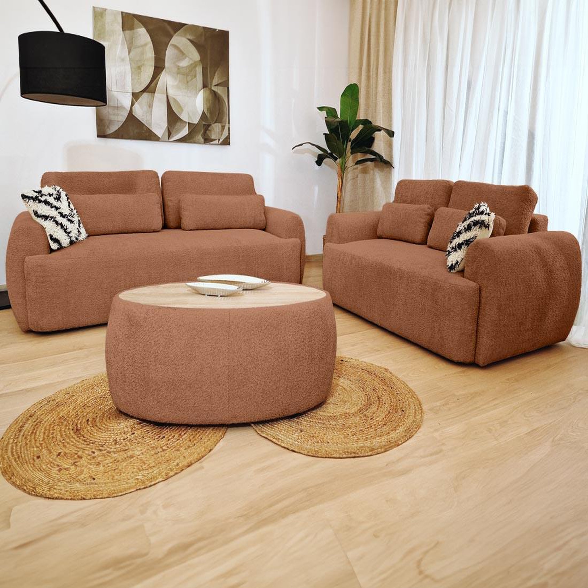 Voir la diapositive 6 : BEST MOBILIER Mahina - canapé droit 3 places - convertible avec coffre - en tissu bouclette