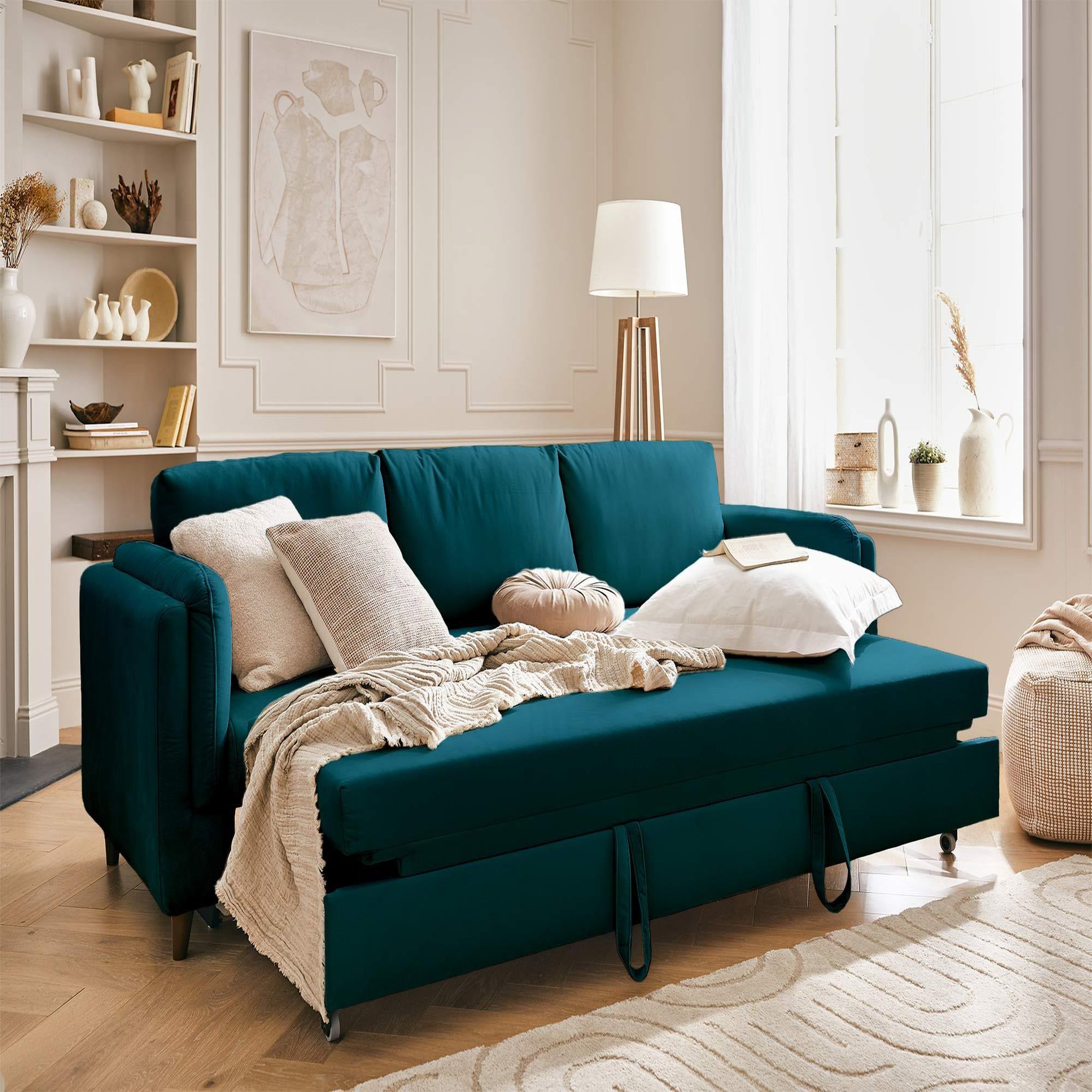 Voir la diapositive 2 : BEST MOBILIER Brooke - canapé 3 places - convertible - en velours