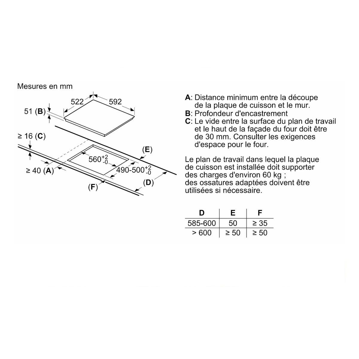 Siemens Table de cuisson à induction 60cm 4 feux 7400w - EX612BEB1F