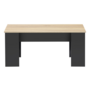 Voir la diapositive 3 : ID MARKET Table basse plateau relevable rectangulaire TARA bois noir et imitation hêtre