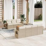 VIDAXL Salon de jardin avec coussins 8 pcs beige resine tressee