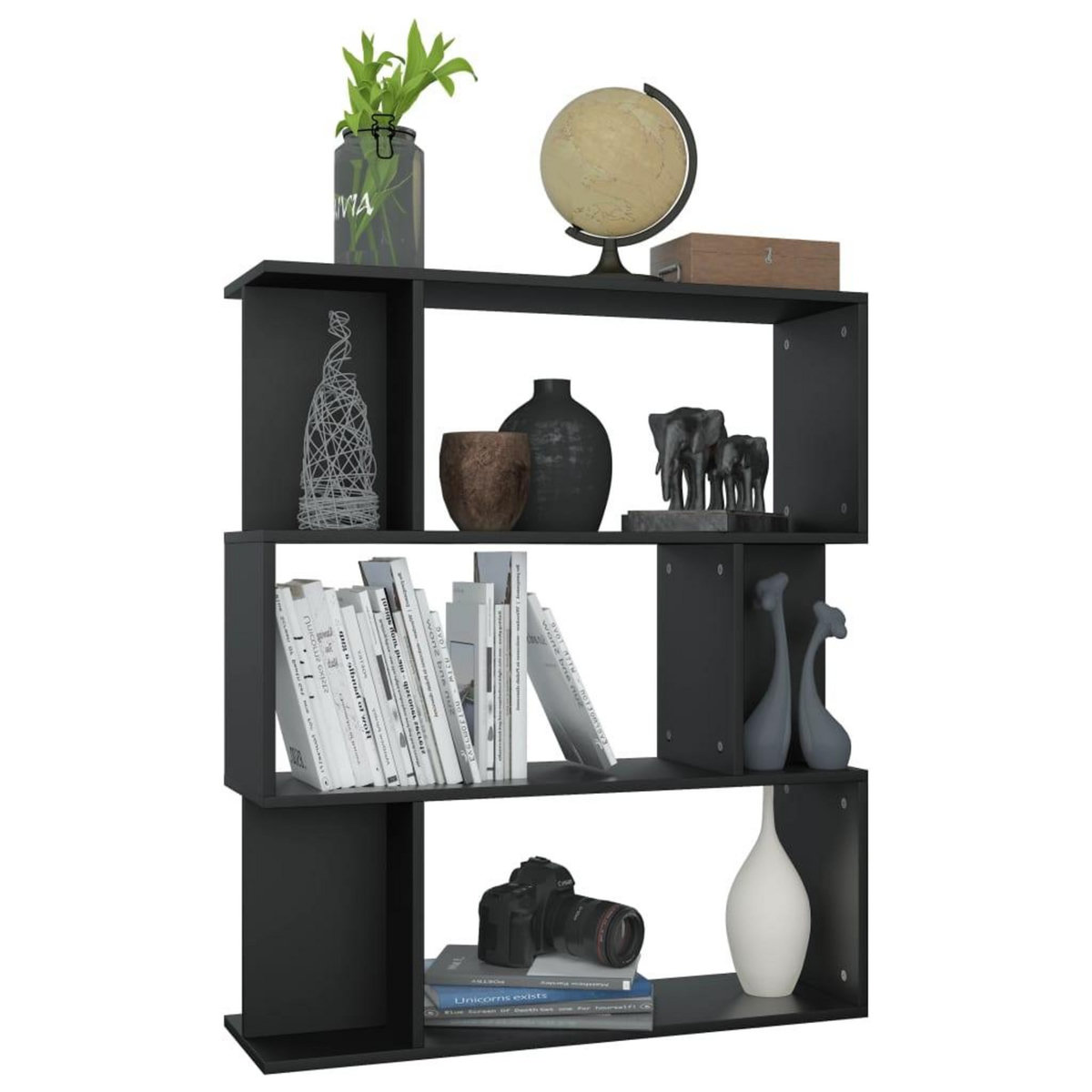 VIDAXL Bibliotheque/Cloison Noir 80x24x96 cm cm Bois d'ingenierie