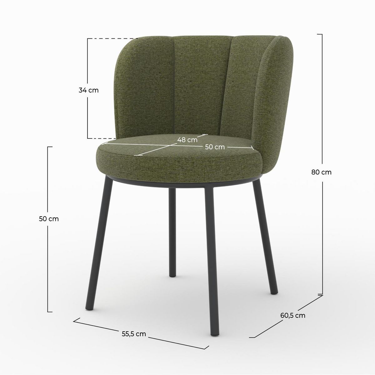 Rendez vous déco Chaise en tissu beige chiné et pieds noirs - Aby