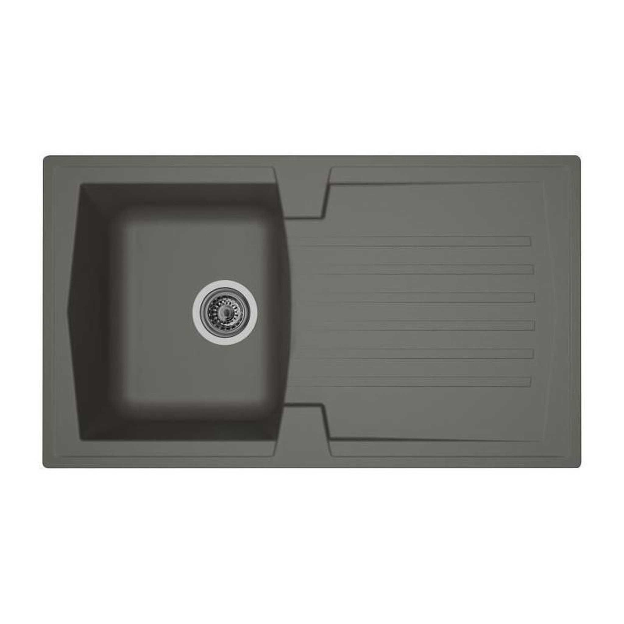 STRADOUR STRADOUR Evier cuisine a encastrer 1 bac + 1 egouttoir Arena - Resine - 86 x 50 cm - Gris beton