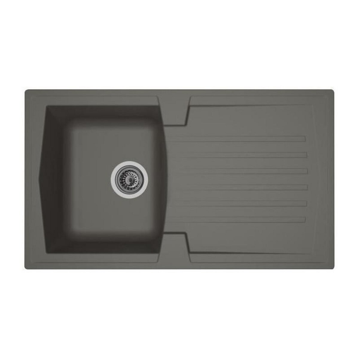STRADOUR STRADOUR Evier cuisine a encastrer 1 bac + 1 egouttoir Arena - Resine - 86 x 50 cm - Gris beton