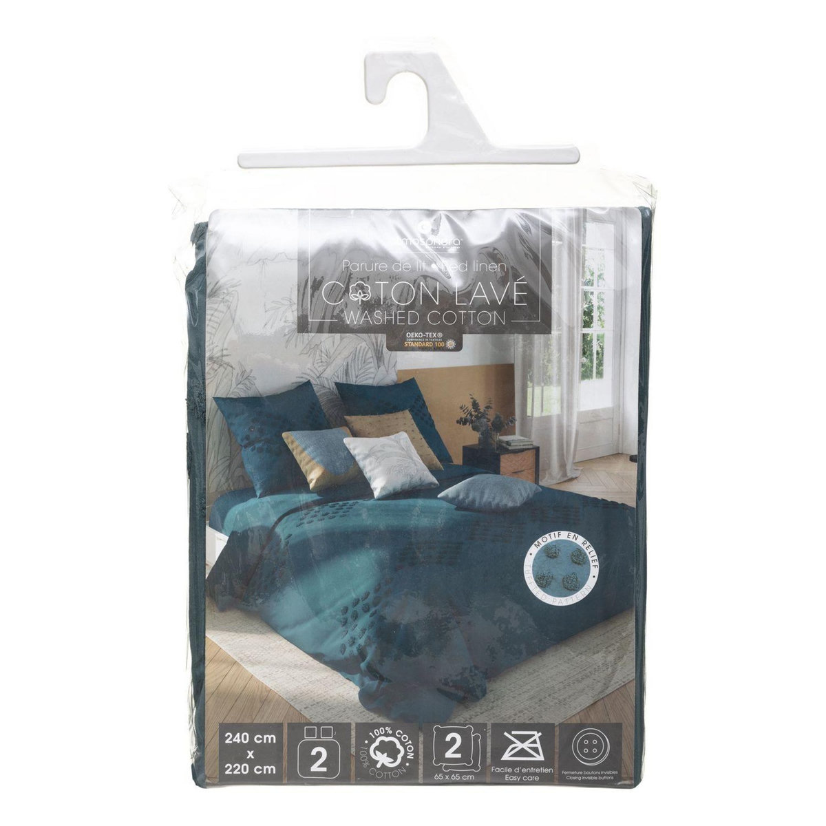 ATMOSPHERA Parure de lit en coton lavé Tuft - 240 x 220 cm