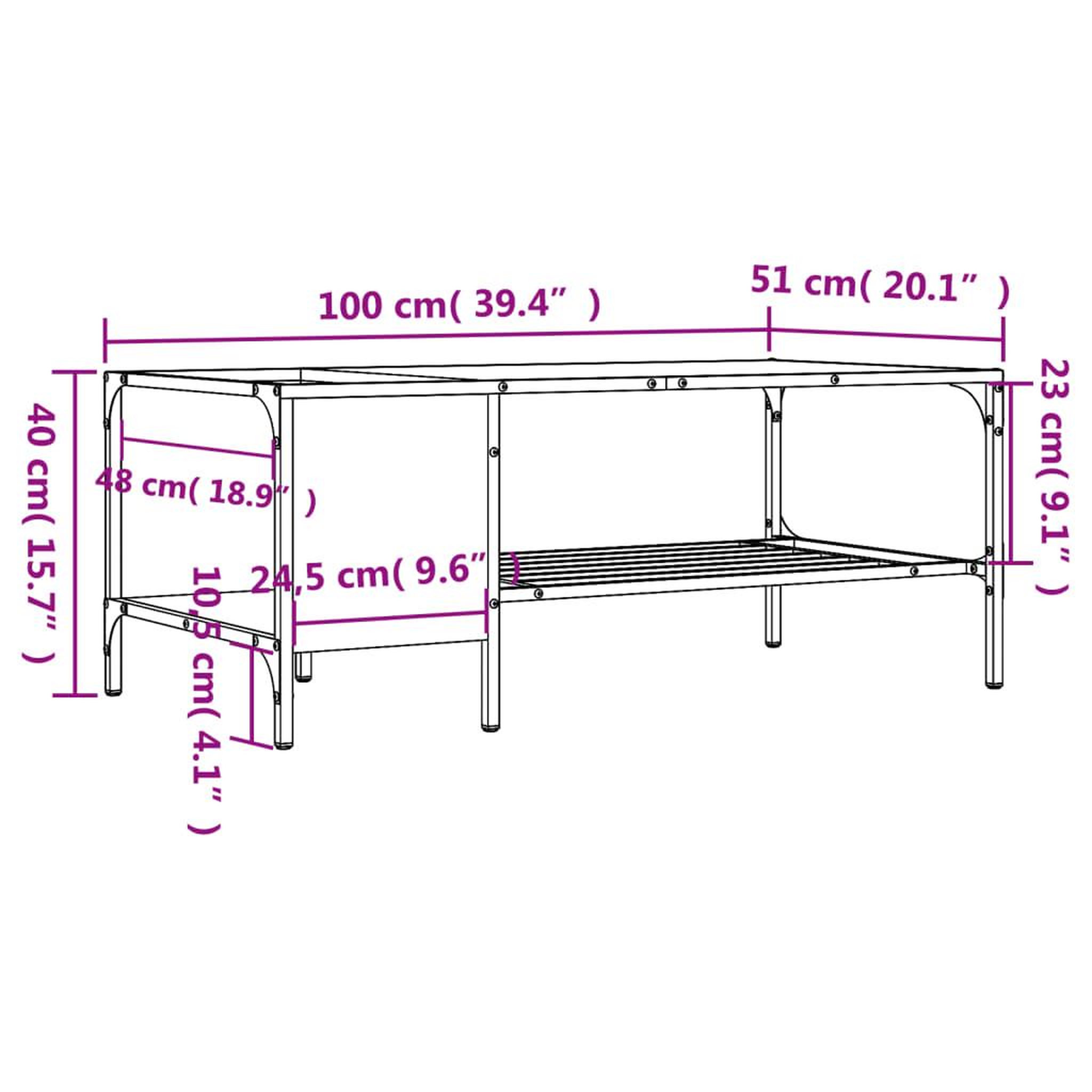 Voir la diapositive 6 : VIDAXL Table basse support chene sonoma 100x51x40cm bois d'ingenierie