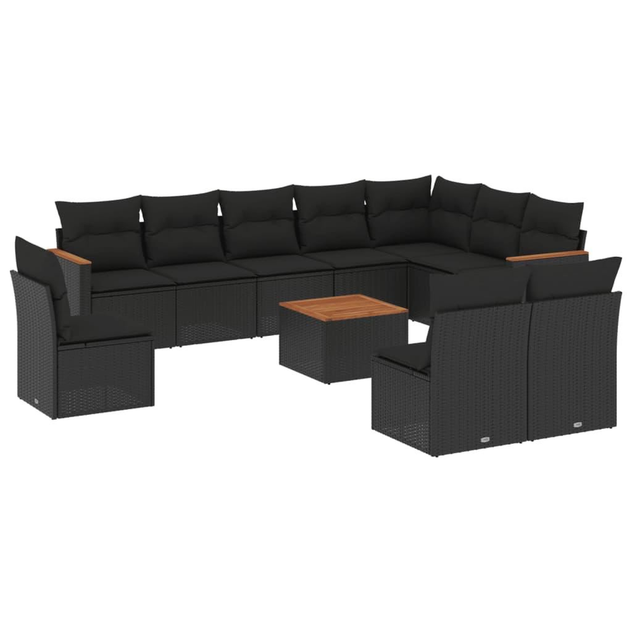 Voir la diapositive 2 : VIDAXL Salon de jardin 11 pcs avec coussins noir resine tressee