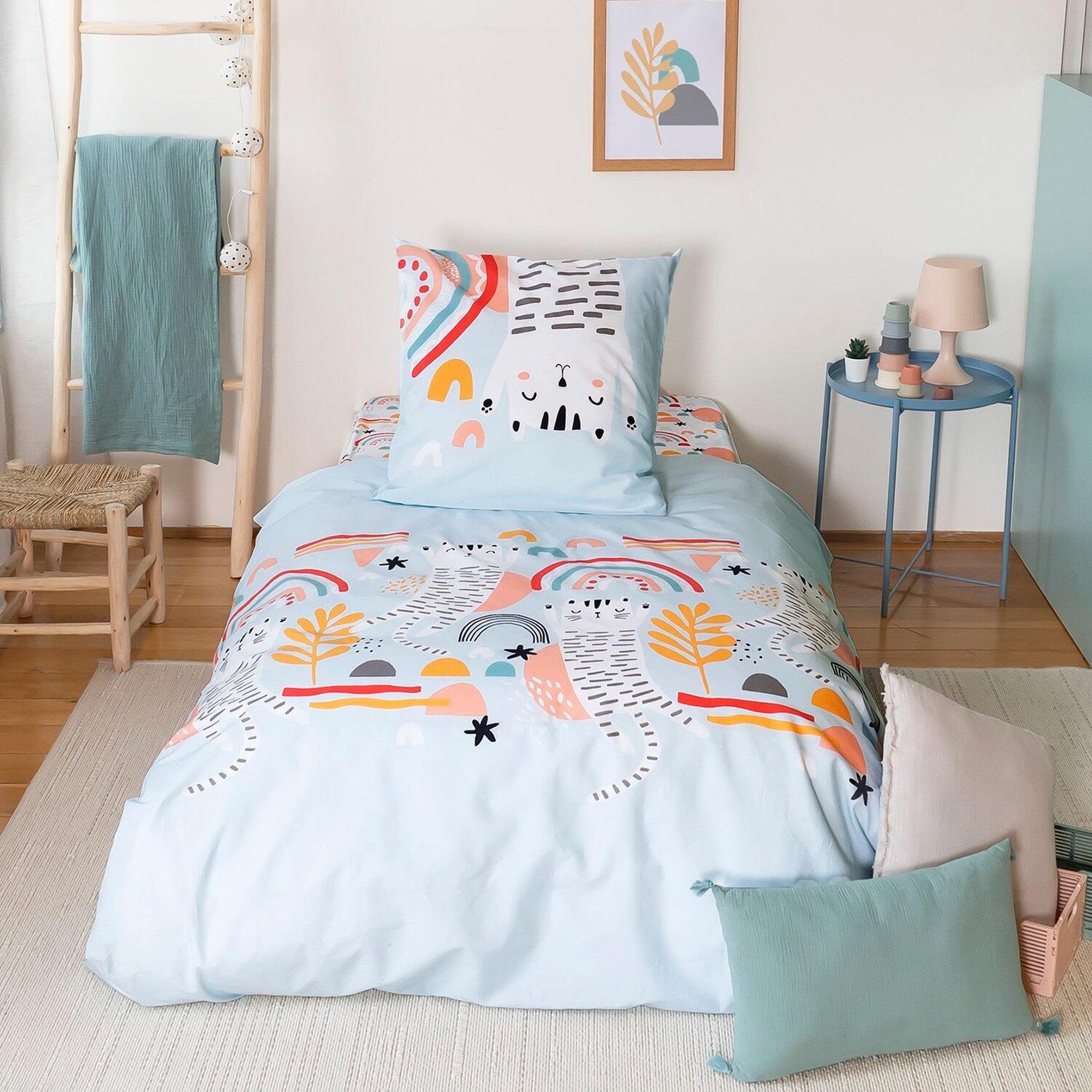 Voir la diapositive 2 : Home collection Parure housse de couette 140x200cm 100% coton 57 fils catchi