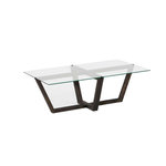 TOILINUX Table basse Onyxale en verre et bois massif - Transparent et gris foncé