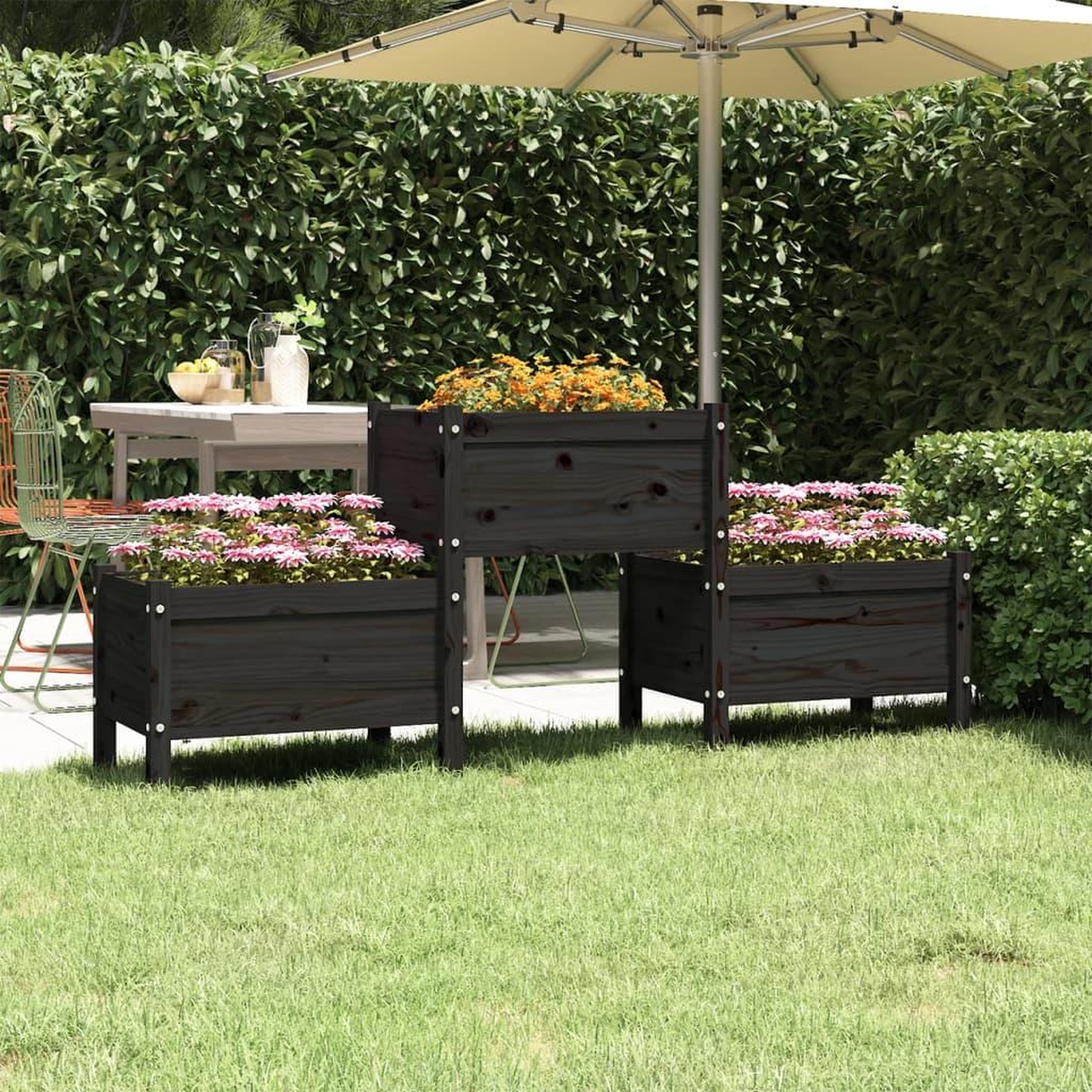 Voir la diapositive 1 : VIDAXL Jardiniere Noir 178,5x44x75 cm Bois massif de pin