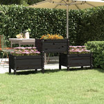 VIDAXL Jardiniere Noir 178,5x44x75 cm Bois massif de pin