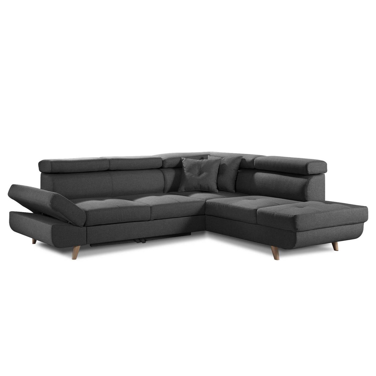 BEST MOBILIER Linea - canapé d'angle droit convertible - 5 places - avec têtières