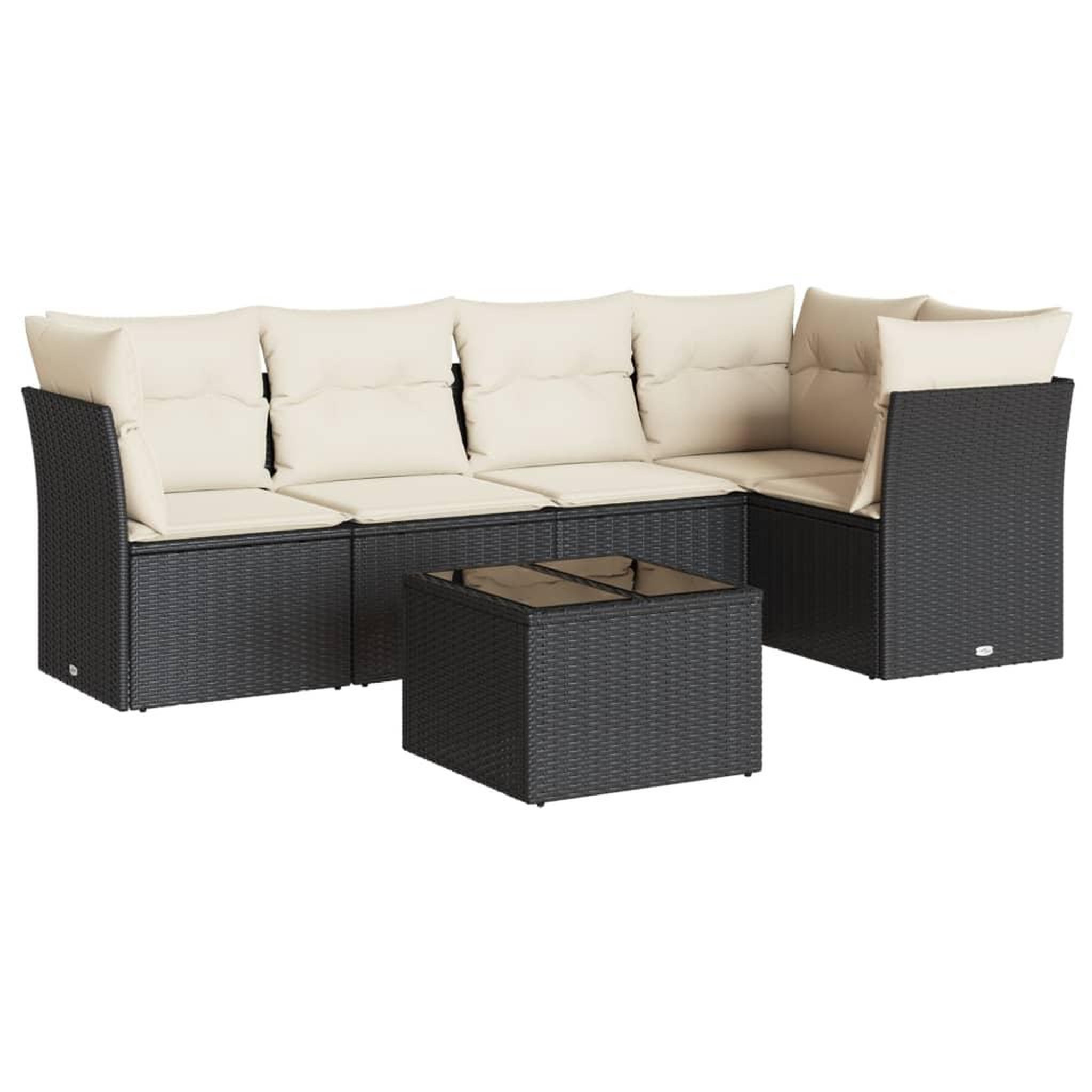 Voir la diapositive 2 : VIDAXL Salon de jardin 6 pcs avec coussins noir resine tressee
