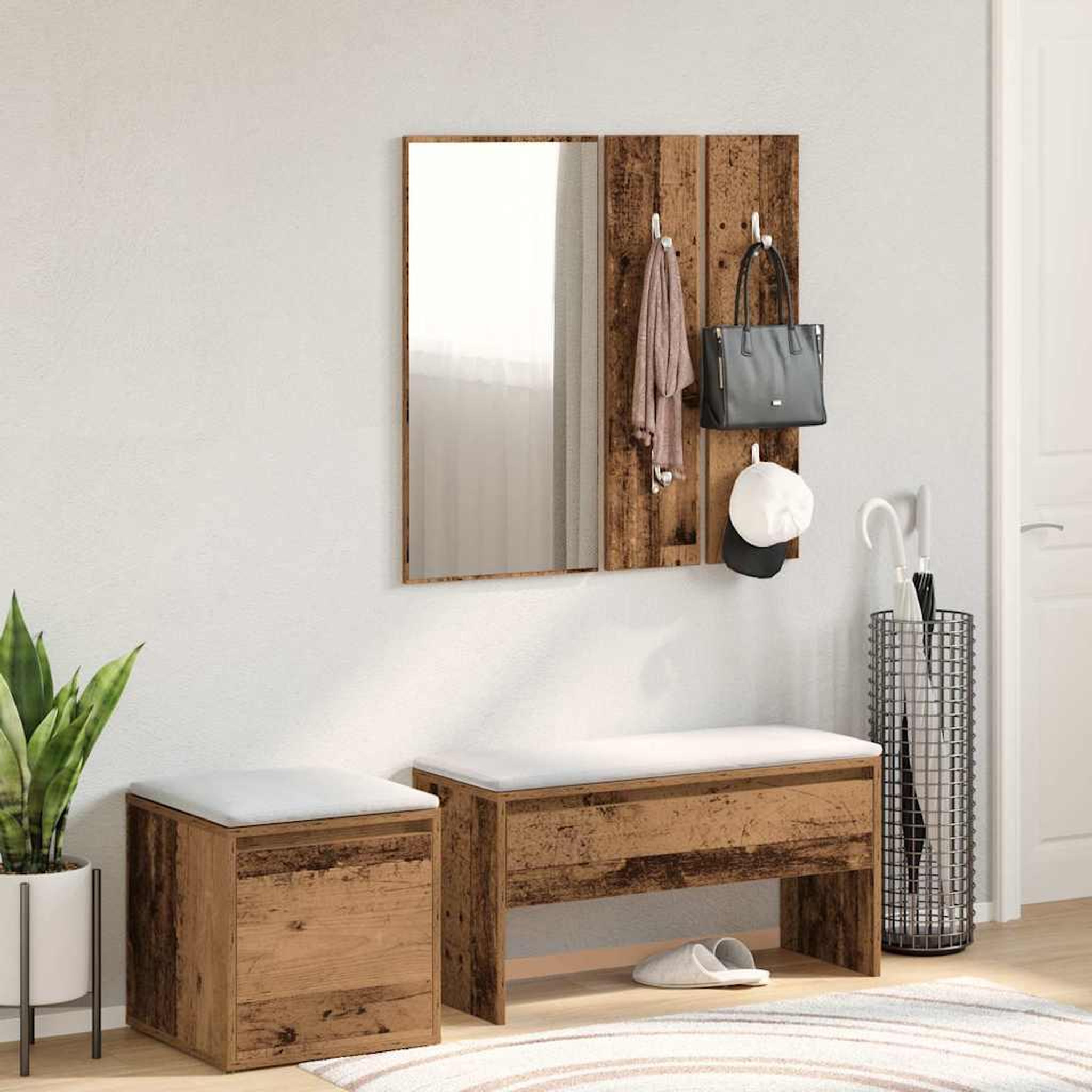 Voir la diapositive 3 : VIDAXL Ensemble de meubles de couloir vieux bois bois d'ingenierie