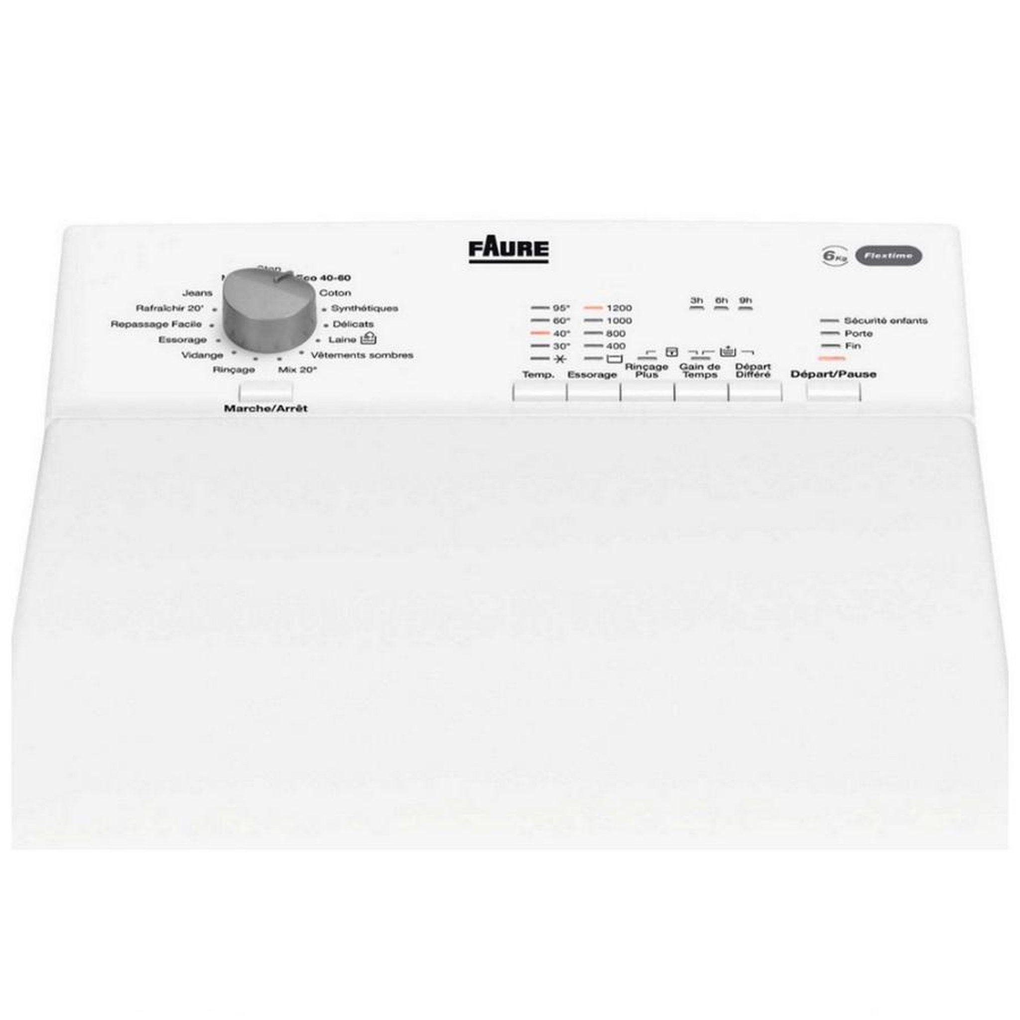 Voir la diapositive 5 : FAURE Lave-linge top 6kg 1200 tours/min - fwq6412d